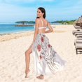 thumbnail image 6 of FORMRS Womens Long Sarong Beach Wrap Semi-Sheer Bikini Skirt Bathing Swimsuit Cover Up, Red Flower, 6 of 7