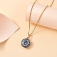 thumbnail image 2 of Luxoro AAA Blue Aquamarine Champagne Diamond Round 14K Yellow Gold Halo Pendant Necklace for Women Jewelry Gifts Size 20" Ct 1.3 I3 Clarity, 2 of 7