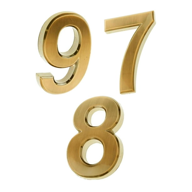 Letreros de dirección de puerta con números dorados, adhesivos para decoración de puertas de casa 7 8 9