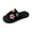 Black, variant on XFeng Women’s Open Toe Fuzzy Slide Slippers, Colorful Tufted Flower Pattern Soft Plush House Slippers, Non‑Slip Indoor Bedroom Slippers