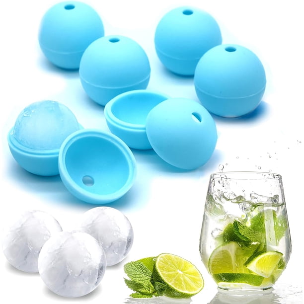 Moldes para hacer bolas de hielo en forma de esfera, elegantes, de silicona antiadherente, color negro o blanco, para whisky, hielo de fusión lenta que garantiza que su bebida se mantenga fría sin