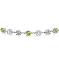 thumbnail image 2 of Gem Stone King 2.66 Cttw 5MM Round Green Peridot and 5MM Round White Lab Grown Diamond 925 Sterling Silver Tennis Bracelet for Women (Fully Adjustable up to 9 inch), 2 of 3