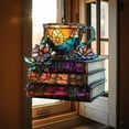 thumbnail image 2 of BNNG Acrylic Book Mug Ornament – 2D Flat Stacked Floral Book and Tea Cup Acrylic Ornament - Book Lover Suncatcher Window Hanging,Book Lover Gift, Literary-Themed Home Decoration, 2 of 9