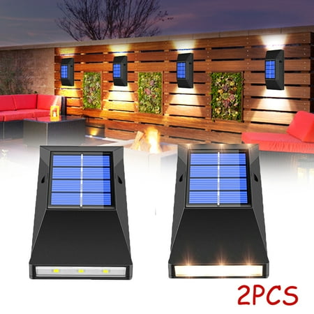

2PCS LED Solar Lights Wall Lamps Garden Decoration Weatherproof LED Deck Lights Auto on/off Solar Powered Outdoor Lights White/Warm White