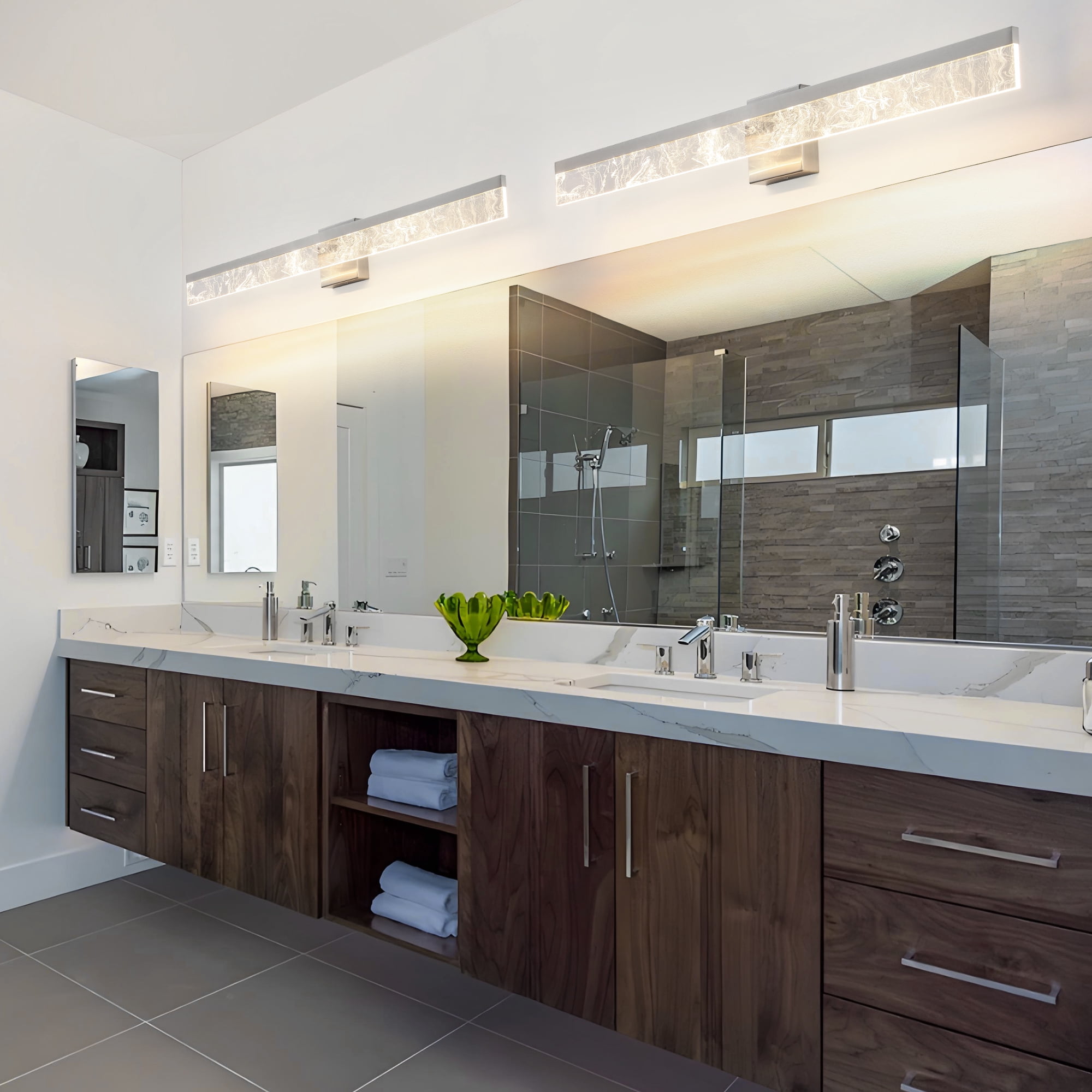 Brushed Nickel Bathroom Light Fixtures 39 inch Dimmable Metal Wall Sconce Fixtures Over Mirror LED Vanity Light Bar for Restroom Mirror 3000K Warm White Light