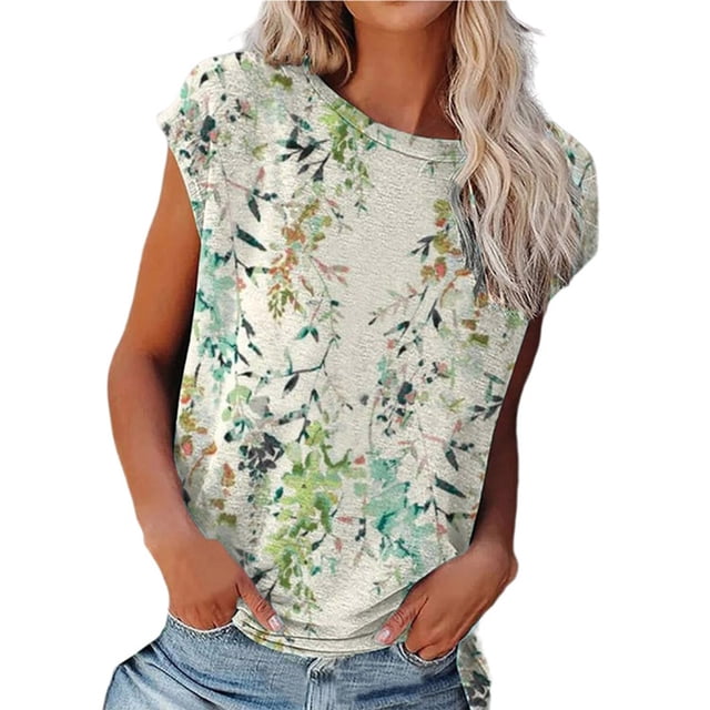 Birdeem Mode Adulte Femmes Col Rond Manches Hauts T-Shirt Ample Blouse Imprimée Florale