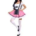 thumbnail image 6 of WREESH Womens Oktoberfest Plaid Dress Dresses Cosplay Maid Uniform Short Sleeve Neck Waisted Dress Stage Performance Pink, 6 of 7