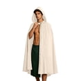 thumbnail image 3 of SAWOBUUN Renaissance Hooded Cloak for Men Women,Halloween Medieval Cape Witch Robe Victorian Suede Cape, 3 of 9