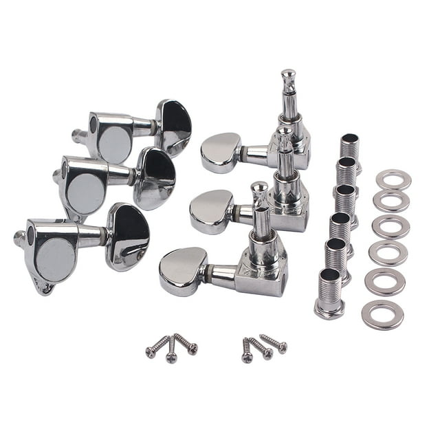 Shisuyan 1Ensemble GC203O Pièces de Guitare Pegs de Réglage 3L3R Clés de Réglage de Guitare Robustes Têtes de Machine à Engrenages Fermés (Argent)