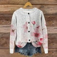 thumbnail image 2 of Uaswgudfs Women's Pink Floral Printed Knit Cardigan, Long Sleeve Button-Front Crew Neck Casual Fashion Outerwear - Spring Summer Trendy Sweater Pink 2XL, 2 of 4