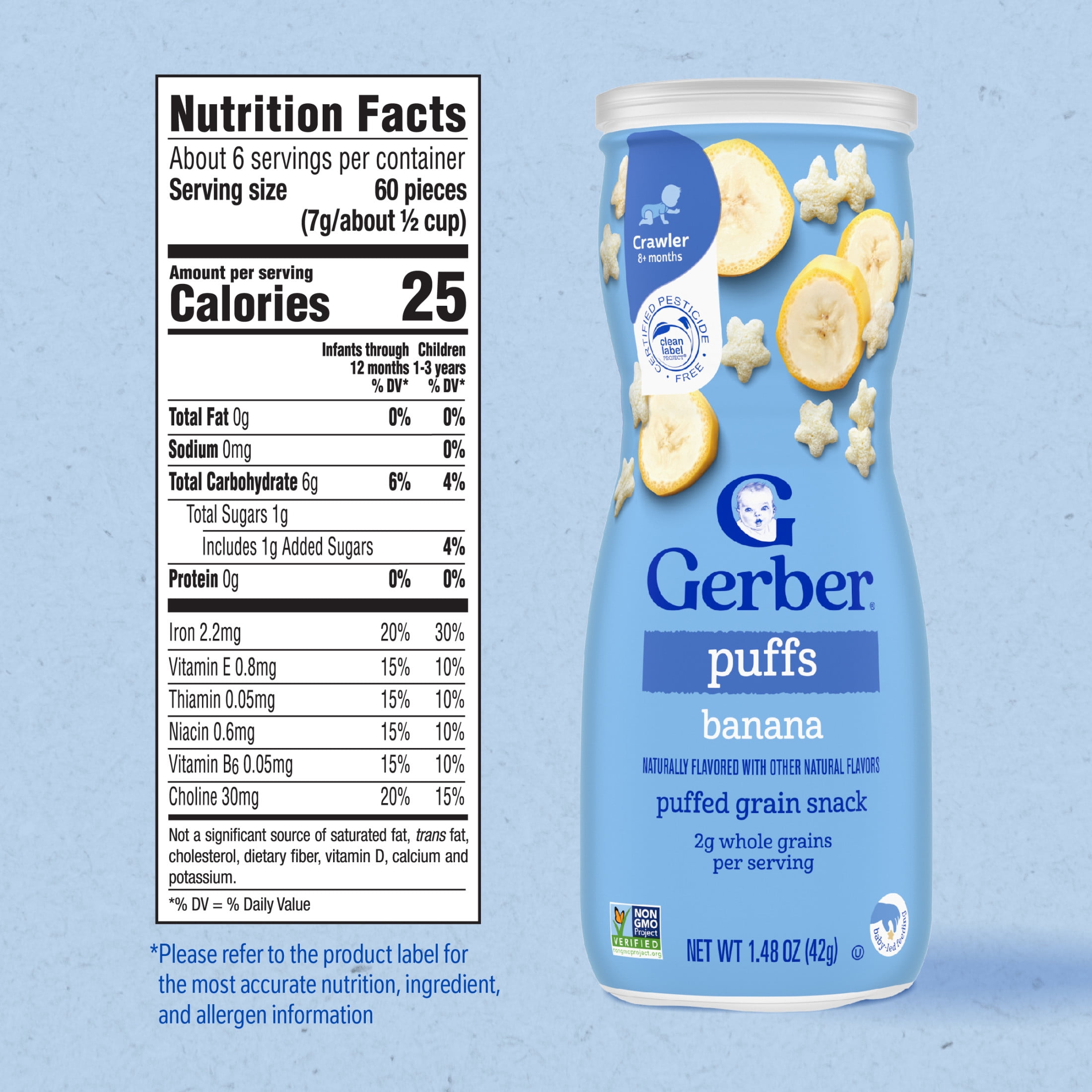 Gerber Stage 3 Toddler Snacks, Banana Puffs, Puffed Grain Snack, 8+ Months