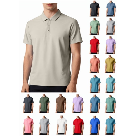 QIUOMBBP Big and Tall Polos Shirts for Men Summer Loose Fit Moisture Wicking Running Tops Lapel Collared Short Sleeve Cool Touch Seamless Tees Purple XXXXXL