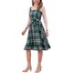 thumbnail image 4 of Vestido Vintage a Cuadros INSPIRE CHIC para Mujeres con Volantes Sin Mangas Cintura Ajustable A-Line Pinafore Overall Vestidos M Verde, 4 of 5