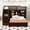 Espresso, variant on Newest Twin over Full Bunk Bed with Storage Stairs & Wardrobe, Modern MDF Frame with USB Port and Light, Gray