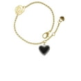 thumbnail image 2 of Delight Jewelry Silvertone Black Heart with Beaded Border Gold-tone Rose Link Chain Bracelet, 6.25"+1.75" Extender, 2 of 4