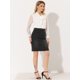 thumbnail image 3 of INSPIRE CHIC Falda Vaquera Midi Básica Desgastada De Cintura Alta Con Dobladillo Rasgado Y Lavado Para Mujer Negro XS, 3 of 5