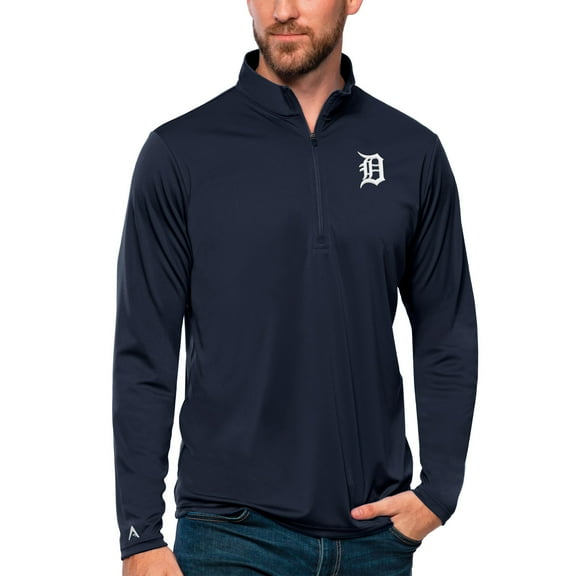 Men's Antigua Navy Detroit Tigers Tribute Quarter-Zip Pullover Top