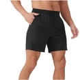 thumbnail image 2 of LEKWK Plus Size Workout Shorts for Men Elastic Waist Drawstring Casual Shorts with Pockets Breathable Straight Leg Above Knee Athletic Shorts Lightweight Active Mid Rise Gym Daily Bottoms Black XXXL, 2 of 7