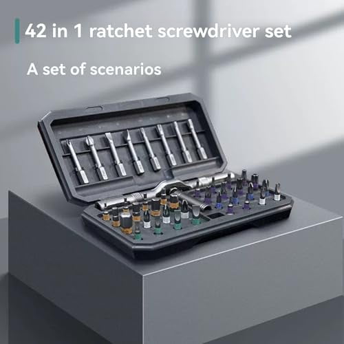 Pickelect 42 in 1 Magnetic Screwdriver Set,Multi Bit Ratchet Screwdriver Set With T Handle,Portable Storage Case, DIY Repair Tool Kit