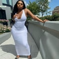 thumbnail image 2 of Babysbule Summer Dresses for Women Tank Dress Deep V-Neck Sleeveless Ribbed Party Club Dress, 2 of 9