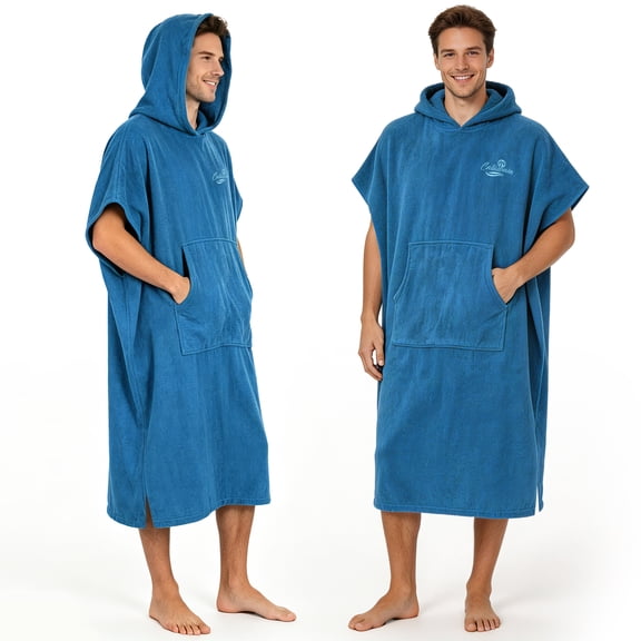 Catalonia 100% Cotton Surf Poncho Towel – Adult Hooded Changing Robe with Pocket