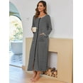 thumbnail image 3 of Ekouaer Women Long House Coat Zipper Front Robes Full Length Nightgowns with Pockets Striped Loungewear, 3 of 5
