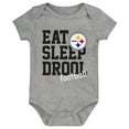 thumbnail image 3 of Newborn & Infant Black/Gold/Heather Gray Pittsburgh Steelers Three-Pack Eat, Sleep & Drool Retro Bodysuit Set, 3 of 4