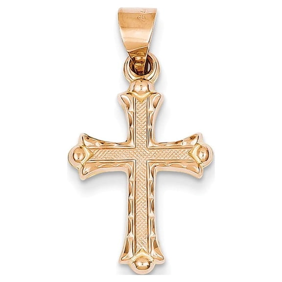 14k Rose Gold Heart Hollow Cross Pendant