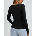 thumbnail image 4 of Remera PRETTYGARDEN de canalé con escote redondo y mangas largas negra S, 4 of 4