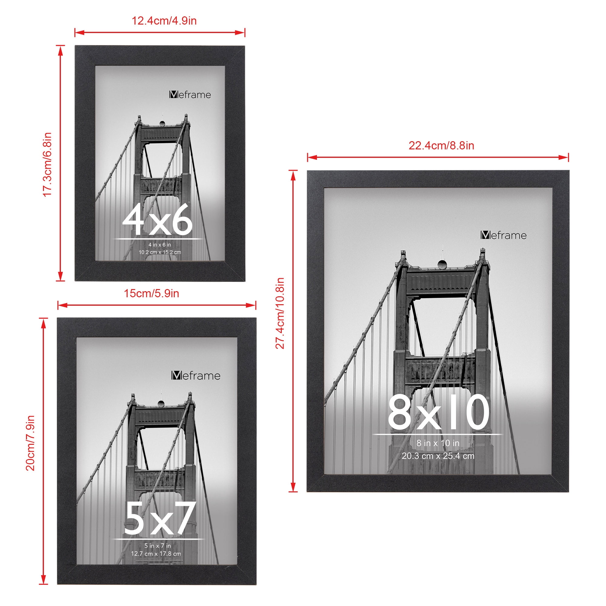 Meframe 10PACK Wooden Collage Picture Frame Set, Wall and Tabletop Display Photo Frames, Multiple Sizes Including 8x10, 5x7, 4x6, Black
