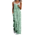 thumbnail image 2 of Wide Leg Jumpsuits for Women Dressy Casual Summer Rompers Smocked Sleeveless Floral Jumpers with Pockets Multicolor M, 2 of 5