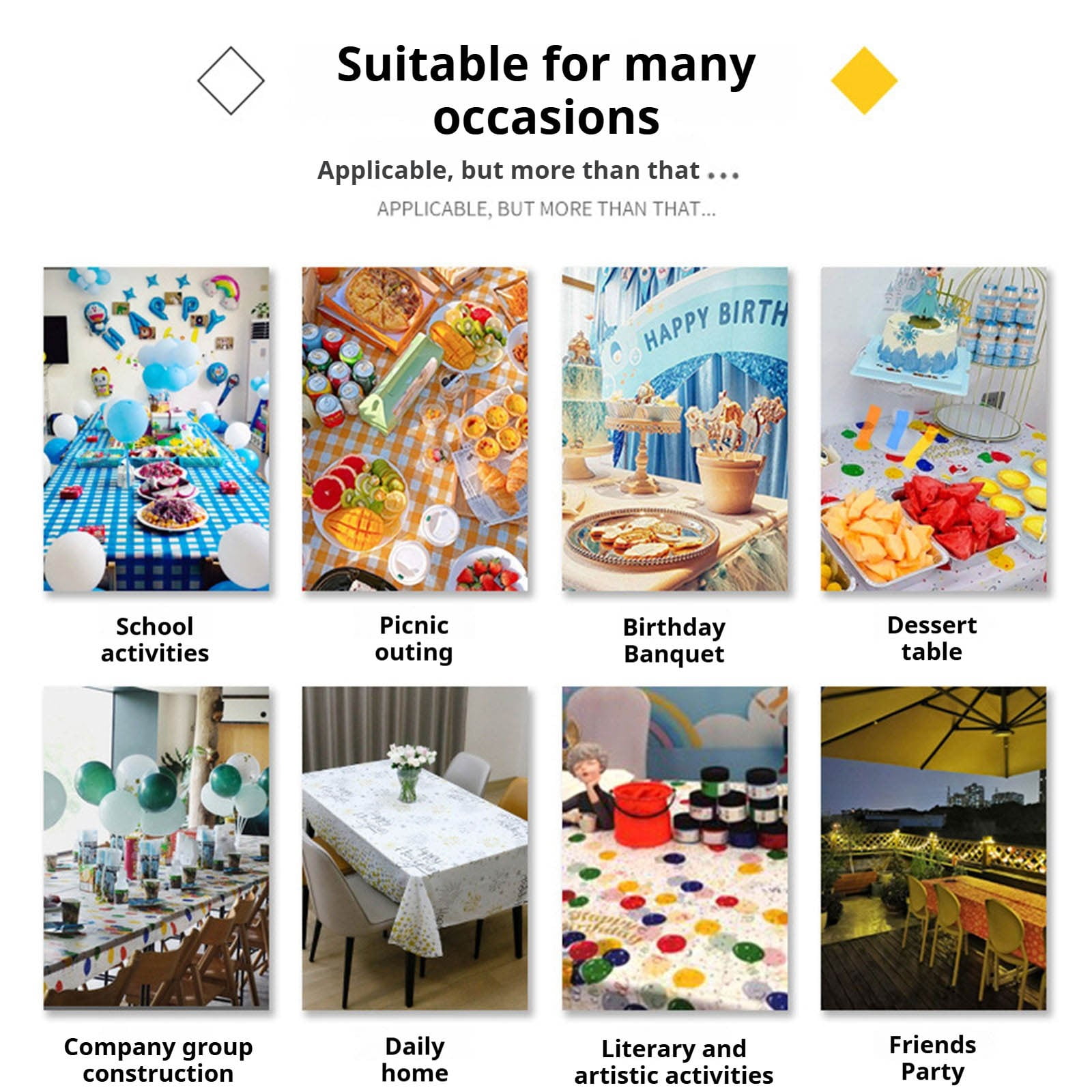 Rectangle Waterproof Vinyl Table Cloth, Buffalo Flannel Backed Tablecloth, Wipeable Plastic Table Cover,Oil Proof Heavy Duty Wipeable Table Covers for Dining/Camping/Picnic/Outdoor