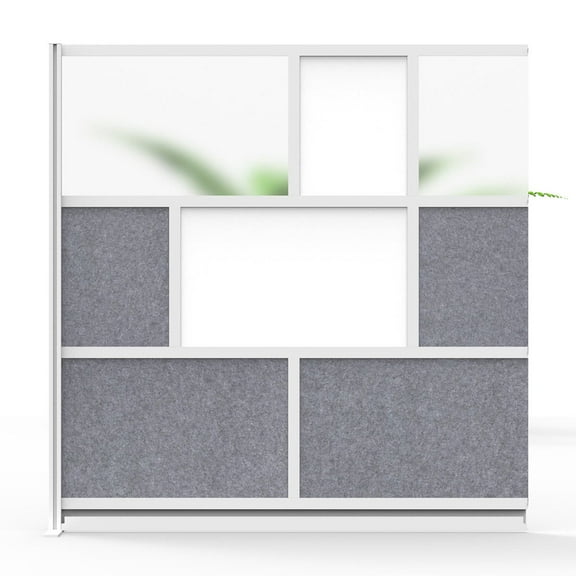 Luxor Workflow Modular Wall Room Divider System - Silver Frame - 70" x 70" Add-On Wall with Whiteboard, Freestanding