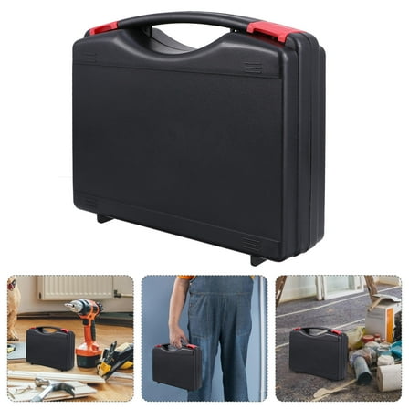 BESTYASH Black Plastic Tool Box Organizer Portable Repair Tool Case with Sturdy Handle and Secure Latches