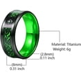 thumbnail image 2 of 8mm Titanium Rings Celtic Dragon Wedding Band Carbon Fiber and CZ Inlay Polished Finish Edge Comfort Fit for Men Women, 2 of 5