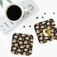 thumbnail image 4 of KLL cat sugar skulls Drink Coasters Set of 4,PU Leather Absorbent Coasters Set Decorative Coffee Cup Coasters Housewarming Gift for Home Decor-Square, 4 of 6