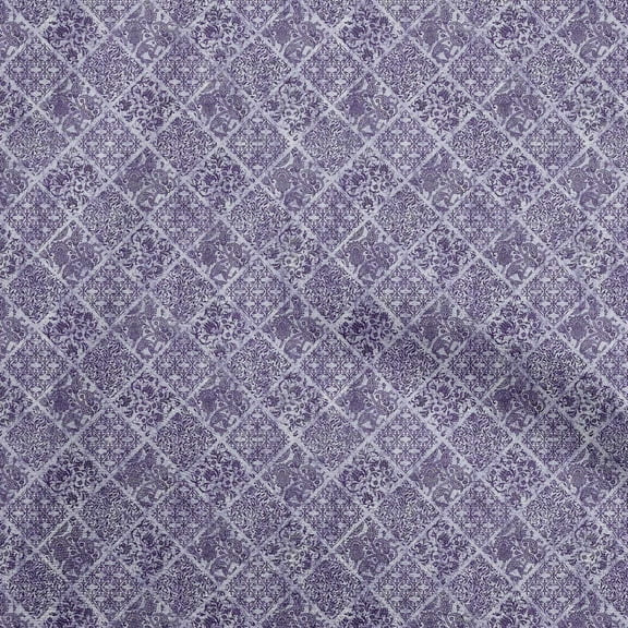 oneOone Polyester Spandex Purple Fabric Aian Batik Quilting Supplies Print Sewing Fabric By The Yard 56 Inch Wide