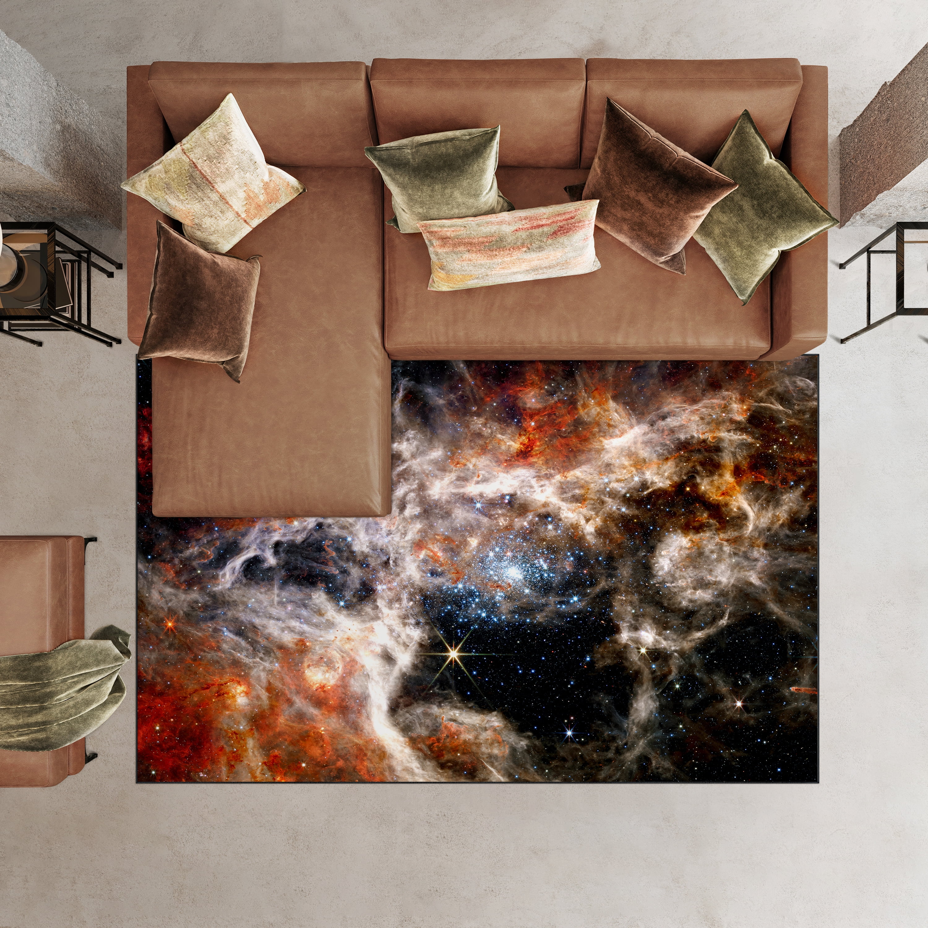 The James Webb Space Telescope Washable Art Area Rug size 8'x10', Power-loomed, Heavenly Softness with Non-Slipping Backing
