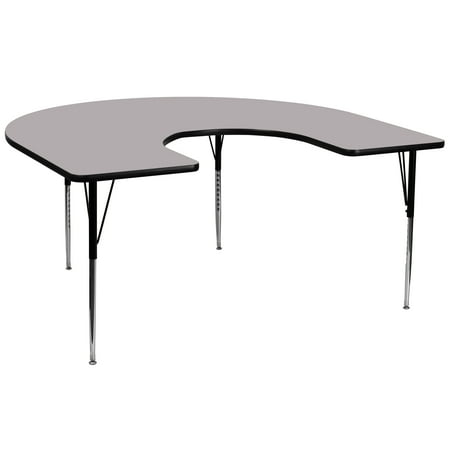 UPC: 0847254024273 | Flash Furniture Wren 60 W x 66 L Horseshoe Grey Thermal Laminate Activity Table – Standard Height Adjustable Legs