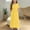 Yellow, variant on Mikilon Girls Maxi Dress Short Sleeve Casual Long Dresses with Pockets 6-12 Years