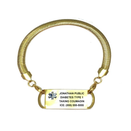 medical engraving engraved chevron alert plated bracelet plate stainless ladies gold custom universal dialog displays option button additional opens zoom
