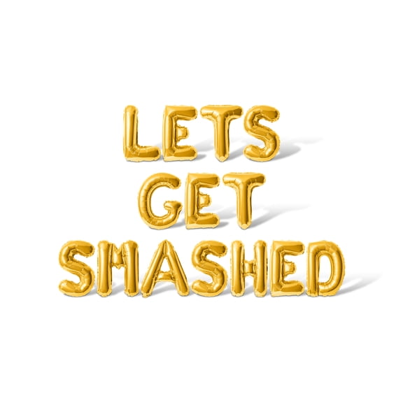 Letter Balloons - LETS GET SMASHED 16" Inch Alphabet Letters Foil Mylar Balloon Bachelorette or Bridal Shower Party Banner (Gold)