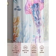 thumbnail image 6 of Coastal Jellyfish Sheer Curtains 45 Inch Long 2 Panels, Coral Conch Starfish Shell Vintage Nautical Light Filtering Rod Pocket Curtains, Sheer Voile Drapes for Living Room Bedroom, 52"x45", 6 of 8