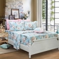 thumbnail image 2 of FADFAY Shabby Floral Bed Sheet Set Farmhouse Bedding Blue Cotton Winter Bedding Deep Pocket Sheets 4-Piece King Size, 2 of 2