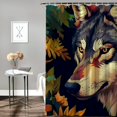 thumbnail image 2 of Orinice Wolf Flowers Leaves Bathroom Decor Set with Hooks, Colorful Luxurious Graphic Print Polyester Fabric Fashion Shower Curtain, Waterproof Home Bathroom Decoration Set 60x72, 2 of 7