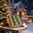 thumbnail image 4 of Hvmvliv 9 Pack Light Green Flocked Christmas Ball Ornaments with Glitter in Gift Box for Xmas Tree Decor, 4 of 6