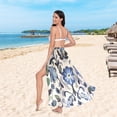 thumbnail image 6 of FORMRS Womens Beach Sarong Semi-Sheer Bikini Wrap Skirt Swimsuit Cover-ups, Blue Floral, 6 of 7