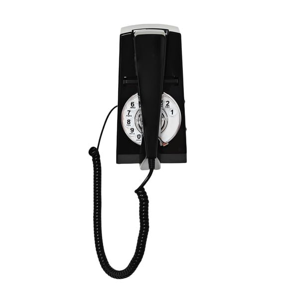Corded Black Wall Phone, Vintage Wall-Mounted Landline Telephone with Redial, Old Fahsion Rotary Dial Telephone Set for Home/Office/Hotel/School, Antique Decorative House Phone Set