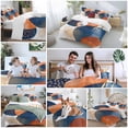 thumbnail image 5 of 3 Piece Navy Blue Burnt Orange Duvet Cover Set Full Size, Microfiber Comforter/Quilt Cover with Corner Ties and 2 Pillowcases, Abstract Modern Geometric All Season Soft Bedding with Zipper Closure, 5 of 8