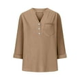 thumbnail image 6 of Elegant Stand Collar Blouse for Women Lightweight Breezy Day to Night Khaki S, 6 of 8